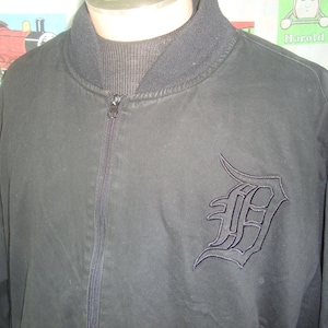Vintage 90's Detroit Tigers MLB Baseball Jeff Hamilton Black Jacket Size 6XL