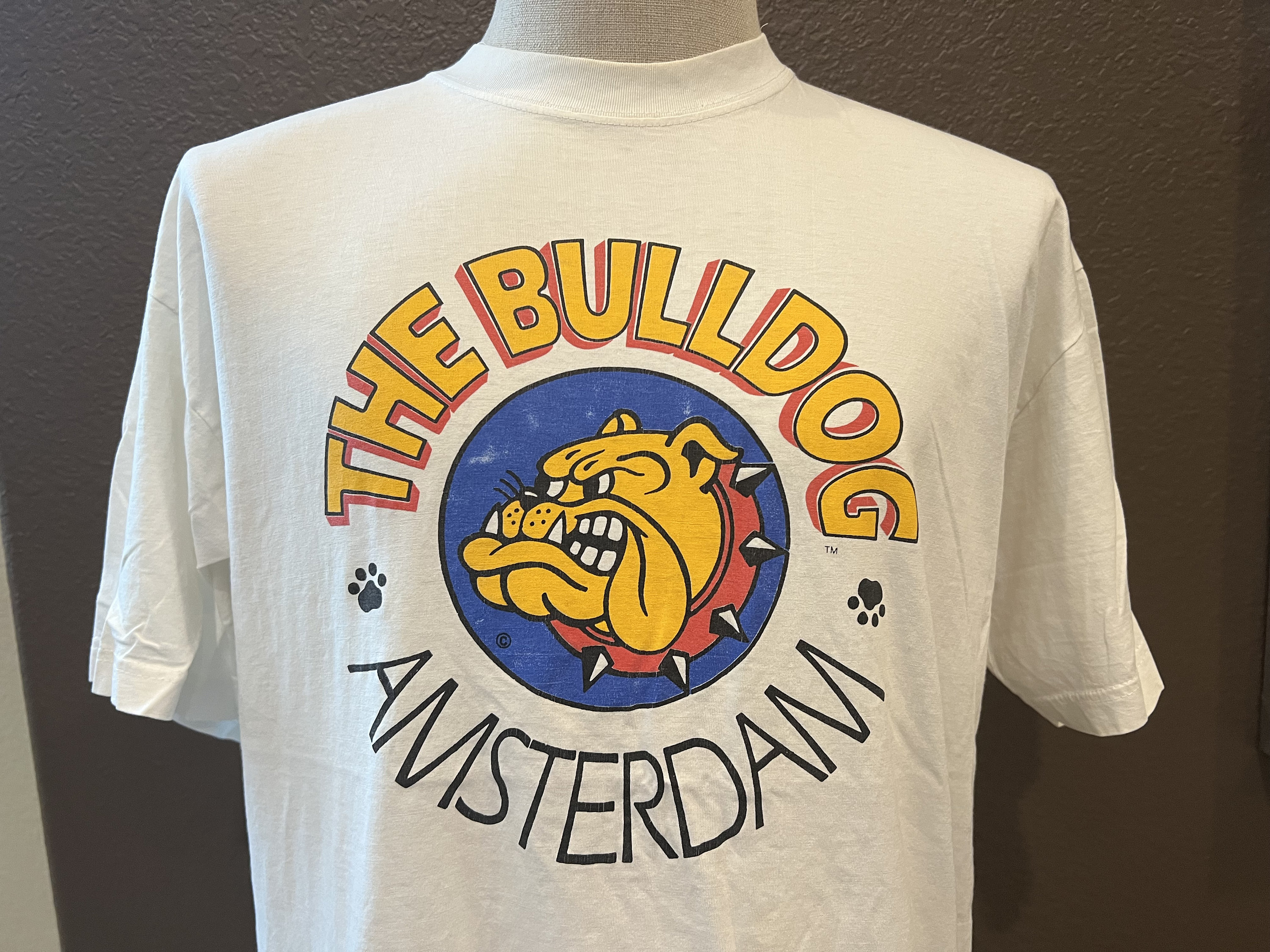 Vintage 90's the Bulldog Amsterdam White T Shirt Size L 