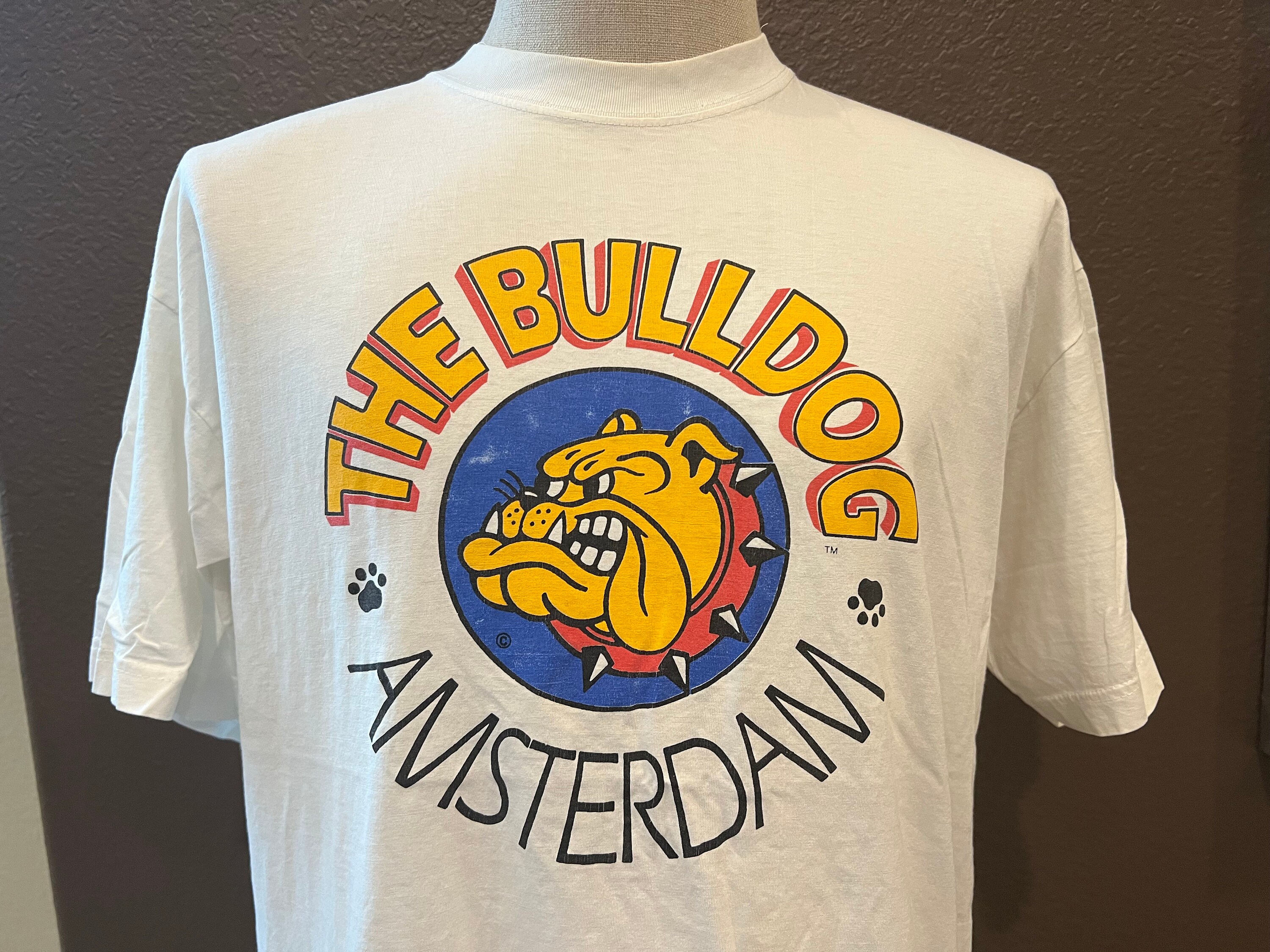 Vintage 90's the Bulldog Amsterdam White T Shirt Size L 