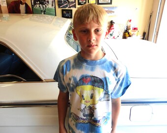 Vintage 90er Jahre Looney Tunes Piety Bird Rap Hip Hop 1995 ty dye Tshirt Kinder Größe Jugend XL 18-20