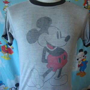 Vtg 70s Mickey Mouse T-shirt Heather Gray M/L Sportswear Tag Walt