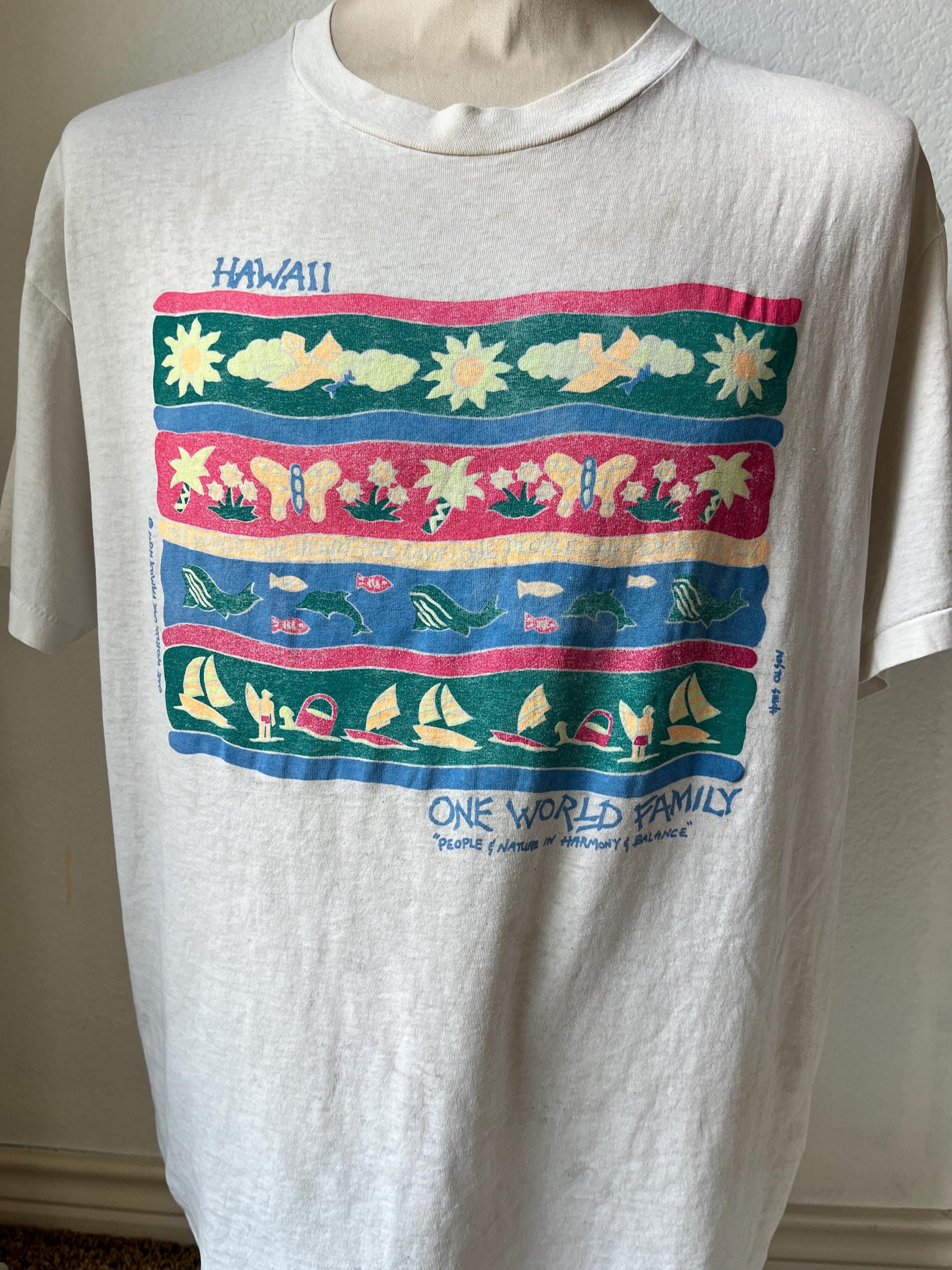 Vintage 90's Hawaii One World Family T-shirt Size XL - Etsy