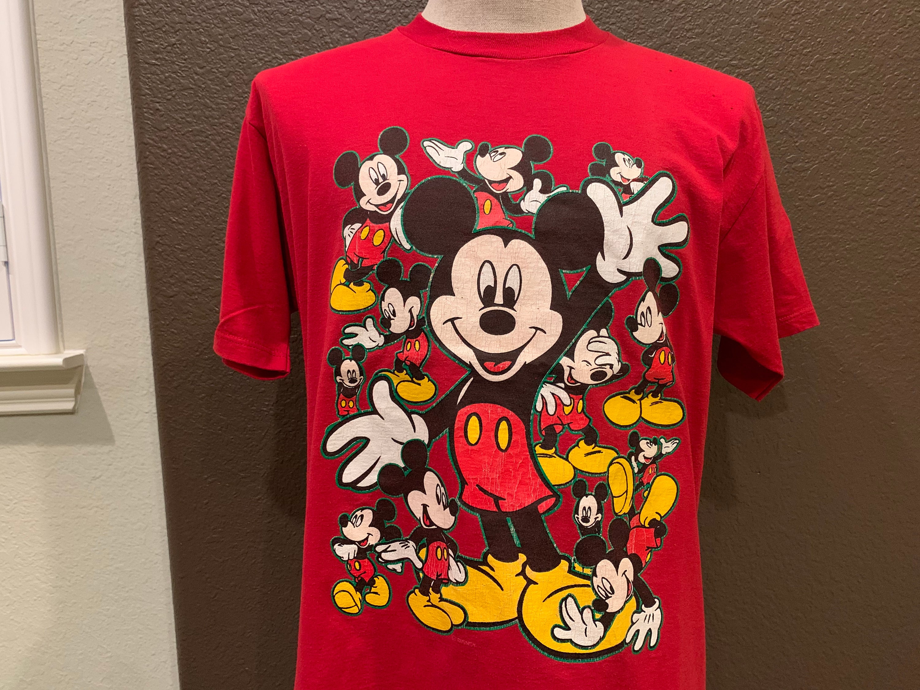 Vintage 90's Walt Disney Mickey Mouse Red T Shirt Size L - Etsy Vintage 90's Walt Disney Mickey Mouse Red T Shirt Size L - Etsy