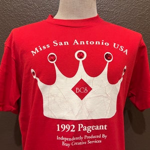 Vintage 90's 1992 Miss San Antonio Pageant Red T Shirt Size L