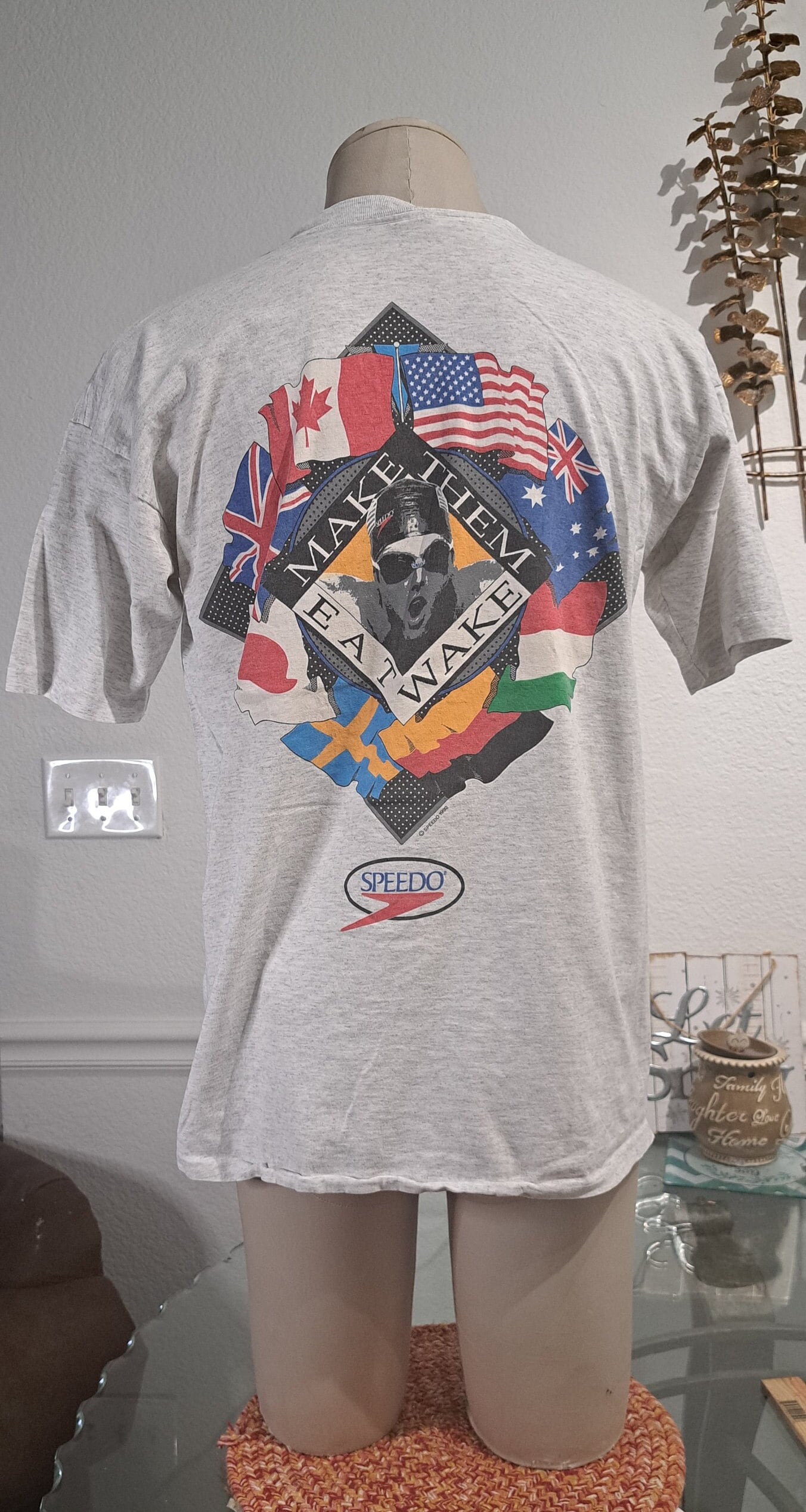 Vintage 90s Flags Speedo Grey T-shirt Size XL - Etsy