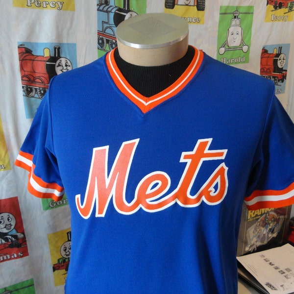 Vintage 80's New York Mets MLB Baseball Sand Knit Jersey Size M