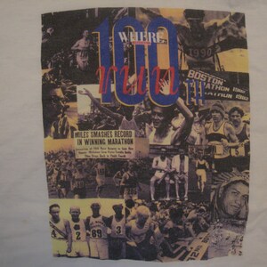 T-shirt vintage des années 90 Marathon de Boston 100 Where Boston Run taille XL