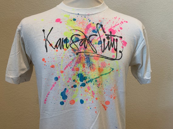 Vintage 80's Hand Painted Kansas City T Shirt Siz… - image 1