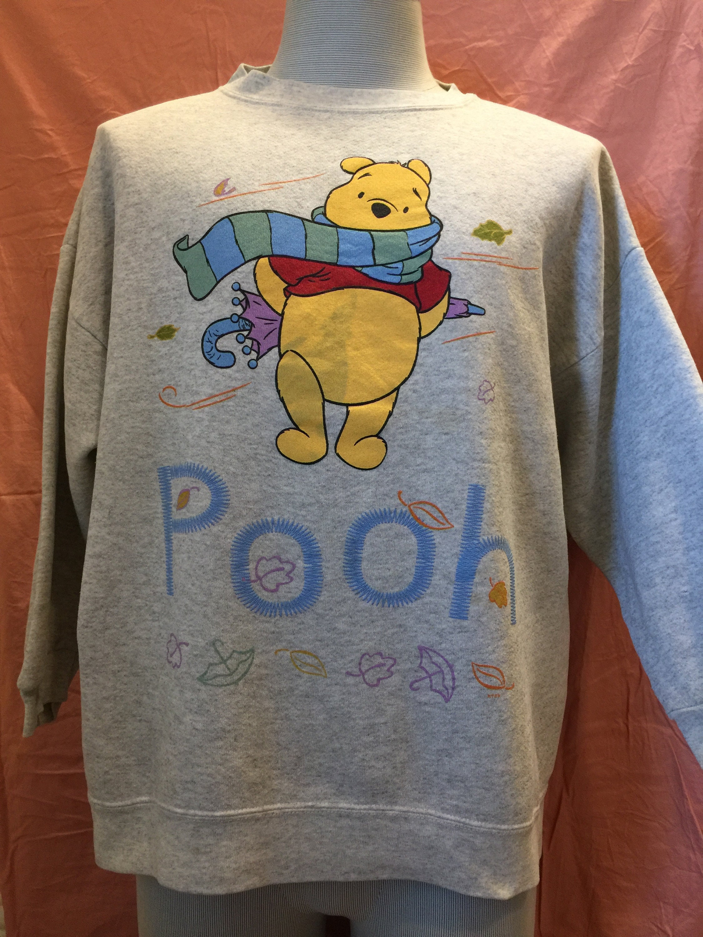 Vintage 90's Disney Winnie the Pooh in Fall Season Grey - Etsy