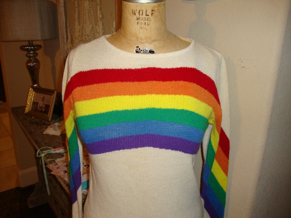 Vintage 80's Eclipse Los Angeles Rainbow Stripe La