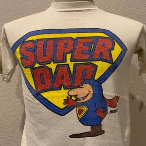 Vintage jaren 80 Super Dad Cartoon wit T-shirt maat S