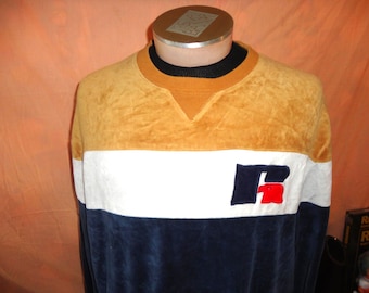 Vintage Russell Athletic Terry Cloth Multi Color Crewneck Sweatshirt 2XL
