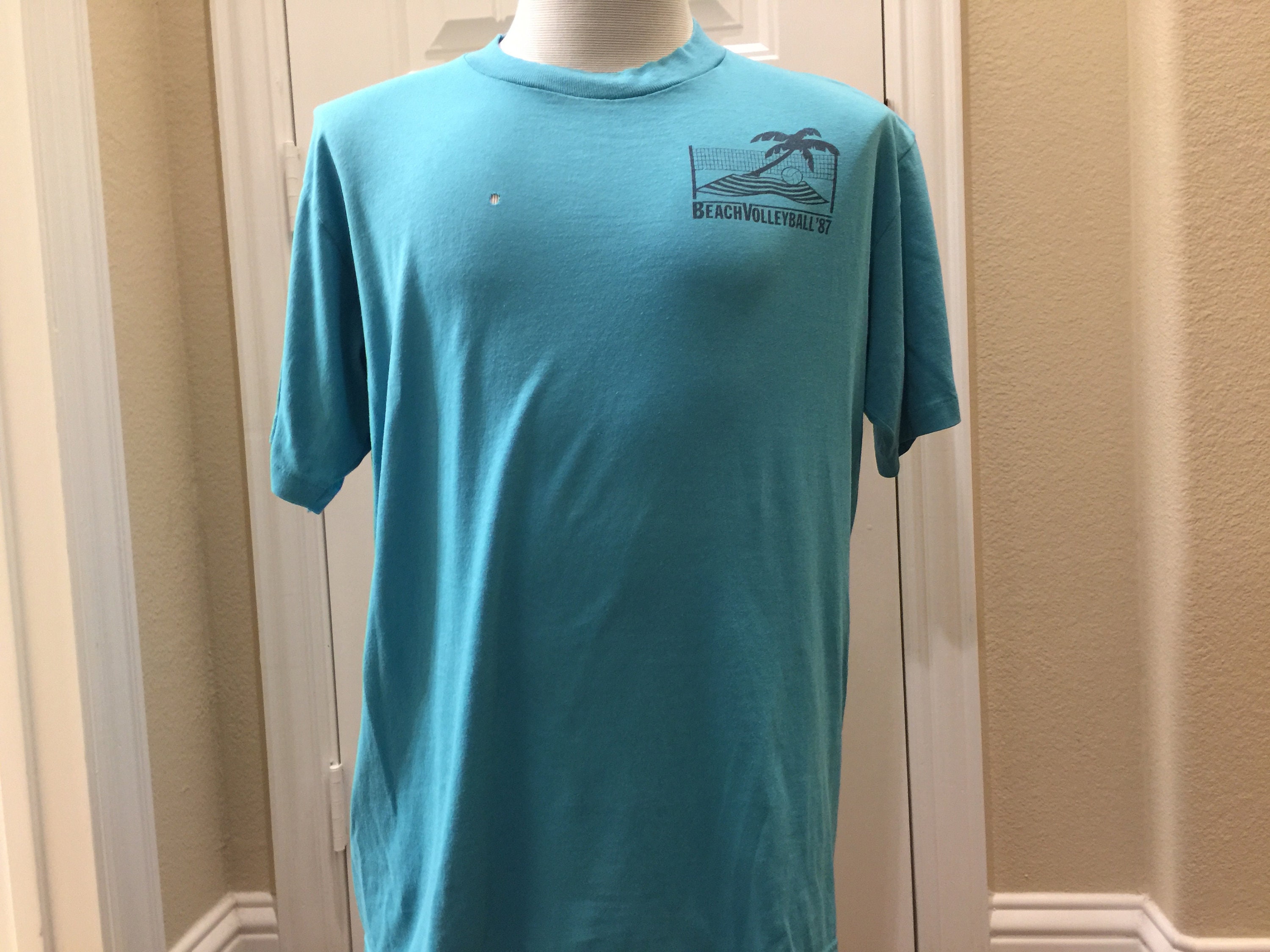 Vintage 80's Gulf Coast Beach Volleyball Teal T Shirt Size - Etsy