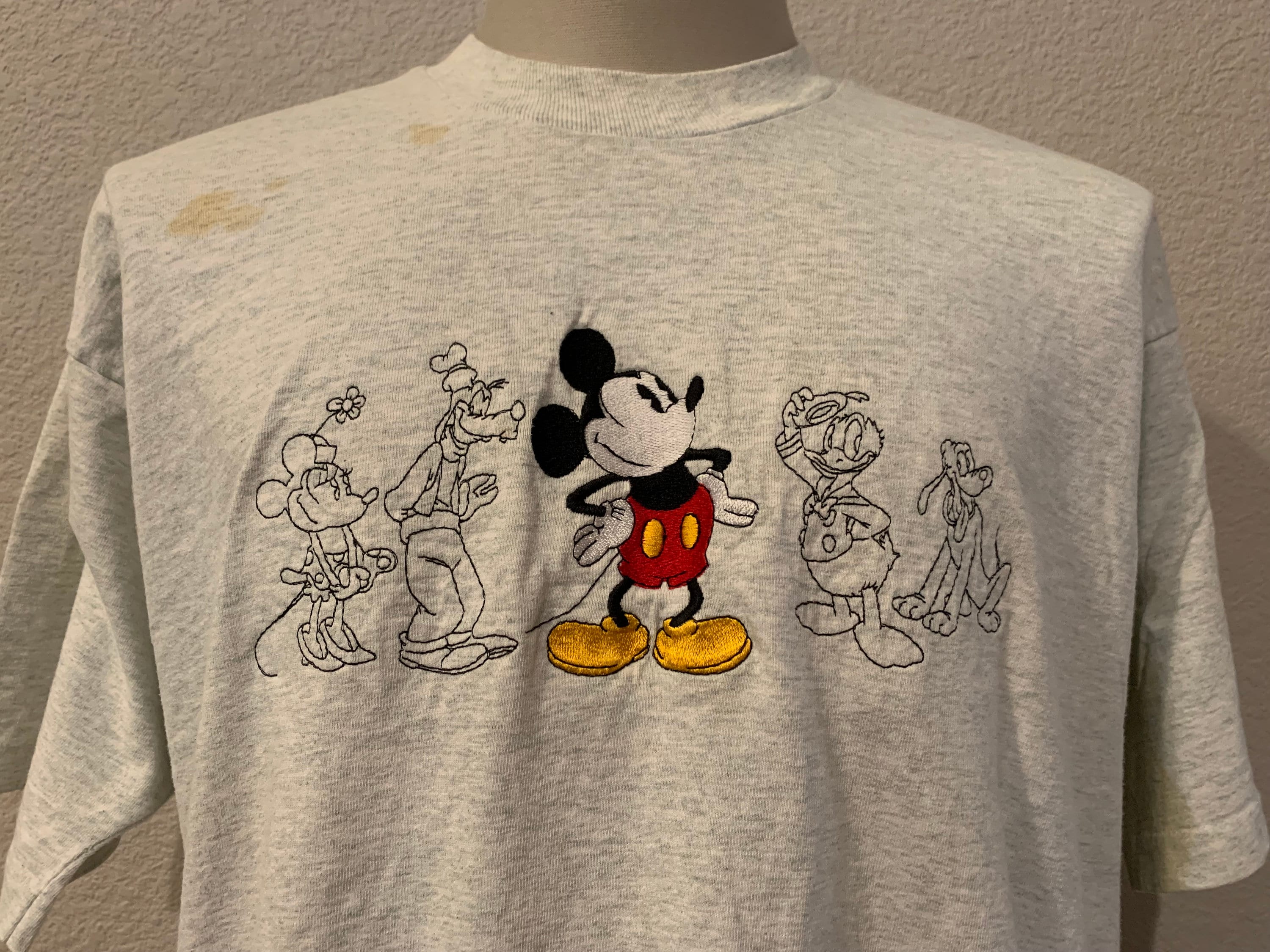 Vintage 90's Walt Disney's Mickey Mouse Characters Grey T Shirt