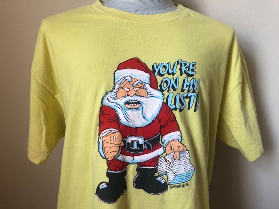 Moon Mouse Apparel Santa Claus Unisex Adult Printed Cotton Crew T Shirt
