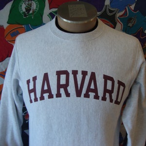 Vintage Harvard University Crimson Champion Reverse Weave Gray Crewneck Sweatshirt Size S