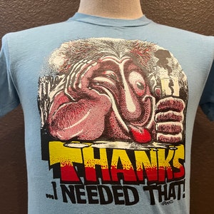 Vintage 80&#39;s Thanks... I Needed That Drink Funny Drunk Beer Blue T Shirt Size M