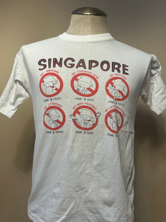 Vintage 90's Singapore No Smoking T Shirt Size M - image 2