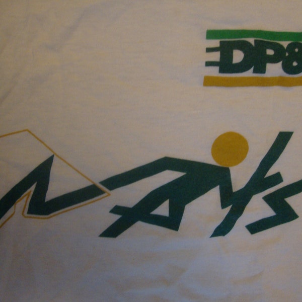 Vintage 80's DP&L Run Paper Thin White T Shirt Size M