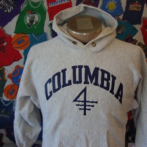 Vintage 90&#39;s Columbia University Champion Reverse Weave Gray Hoodie Sweatshirt M