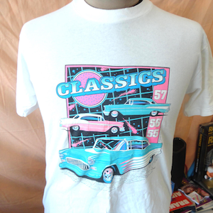 Vintage 80-tals 1955 Tri Five Chevy 1957 Bel Air T-shirt Storlek M