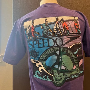 Vintage 90&#39;s Speedo Boating Purple T Shirt Size L