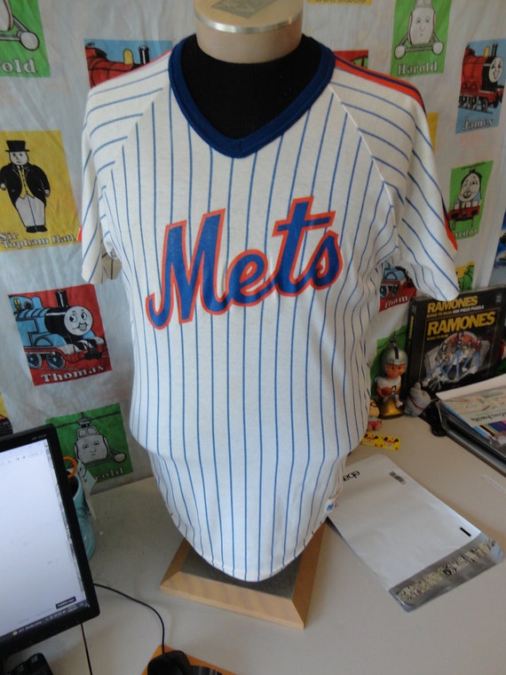 Vintage 80's New York Mets Rawlings MLB Pinstripe Jersey M