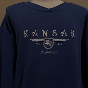 Vintage 90’s Kansas University KU Jayhawks Embroidered Crewneck Sweatshirt XXL