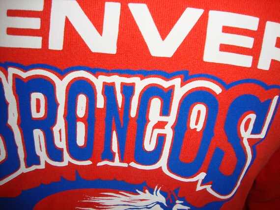 Vintage 80's Denver Broncos Football Orange Crewn… - image 3