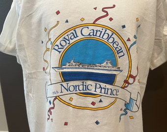 Vintage 90's Royal Caribbean Nordic Prince Cruise Ship Tourist Vacation White T Shirt Size L