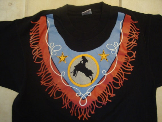 Vintage 80's Cowboy Western Black T Shirt Size M - Etsy