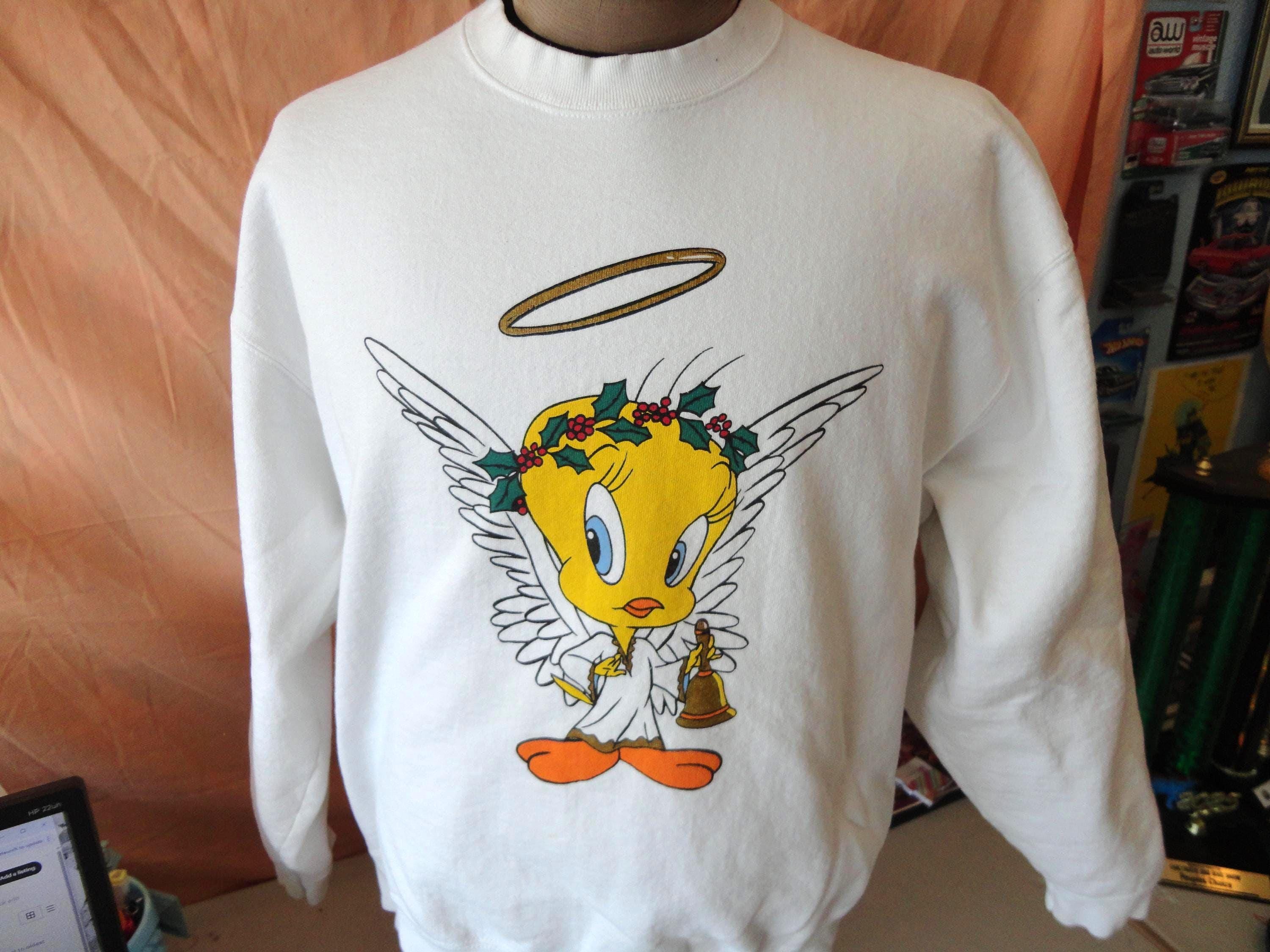 Tweety Bird Tシャツ Joey Loves Mary Ellen OVO Looney Tunes Tweety Bird Angel In Disguise T-Shirt White Men's
