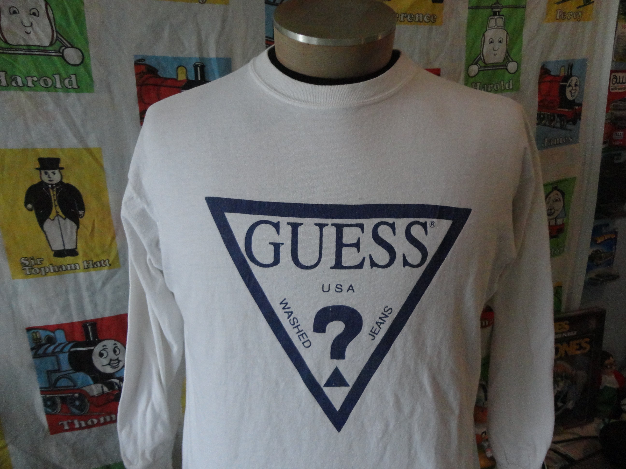 Vintage 80 s Guess Georges Marciano White Long Sleeve Shirt Size M