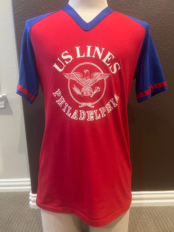 Vintage 80's US Lines Philadelphia Red T Shirt Si… - image 2