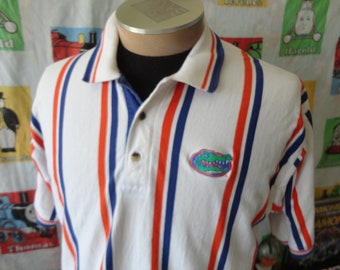 Vintage 90s Florida Gators University Stripe Polo Shirt Size L