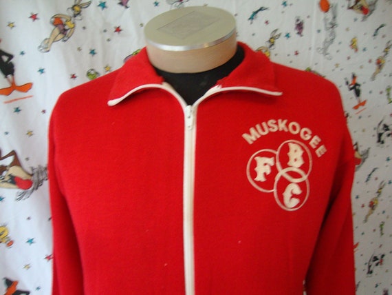 Vintage Champion Blue Bar Tag Muskogee Red Zip Up