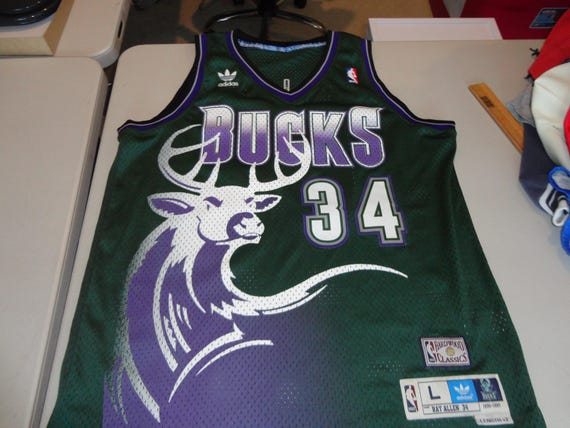 Milwaukee Bucks Ray Allen 1997 Throwback Jersey Size L - Etsy