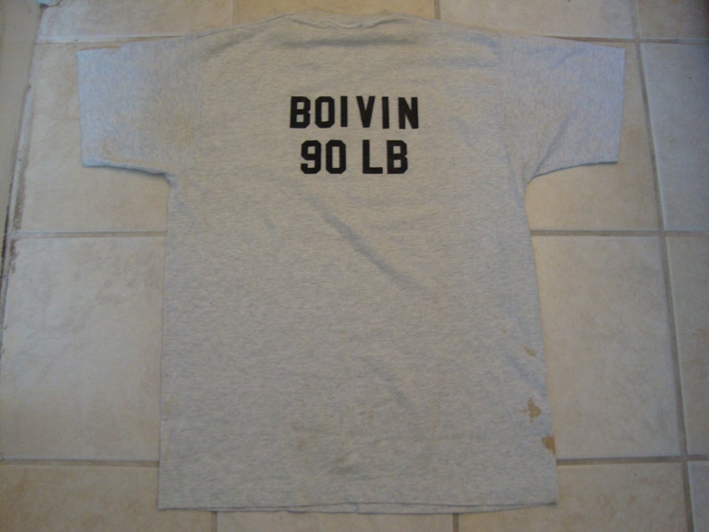 Vintage 80's Wrestling Boivin 90 LB Sports Fan Gray T Shirt Size L image 4