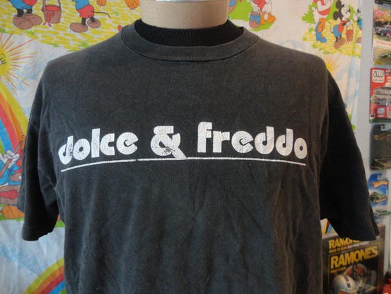 Vintage 90's Dolce & Freddo Gelato Italian Ice Cream Sweet Black T Shirt XL