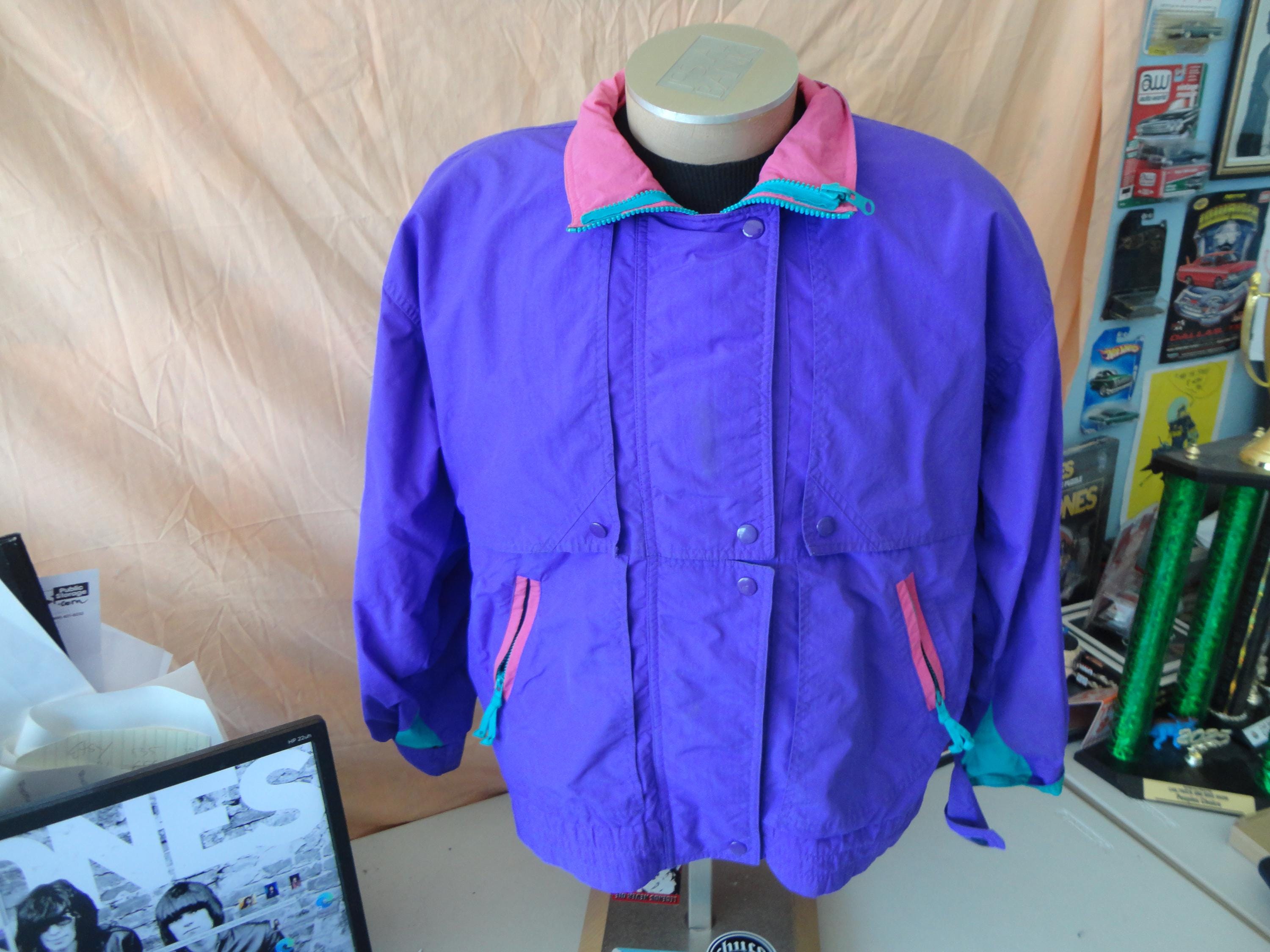 PGカラフルジャケット レディース Vintage 90's Learsi Snow Ski Vibrant Neon Multi Color Purple