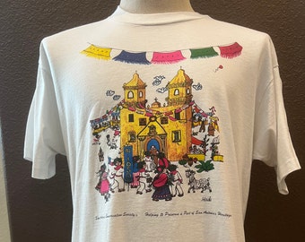 Vintage 80's San Antonio Conservation Society White T Shirt Size XL