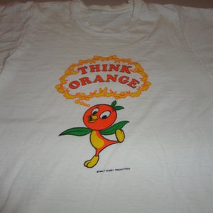 Vintage 70's Walt Disney Thin Orange Bird Cartoon Camiseta Niños Tamaño 6T