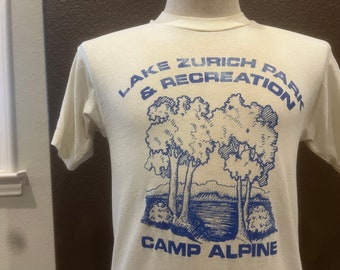 Vintage 80's Lake Zurich Park and Recreation Camp Alpine White T Shirt Size M