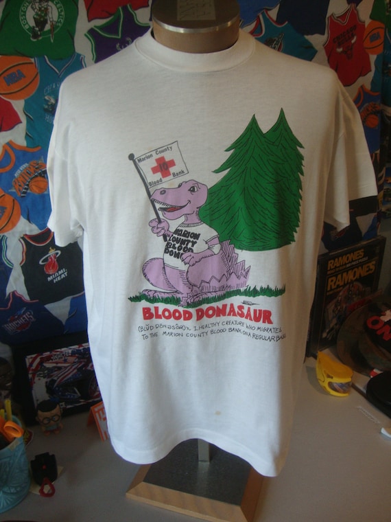 Vintage 1980’s Blood Donor “Donasaurus Dinosaur T… - image 2