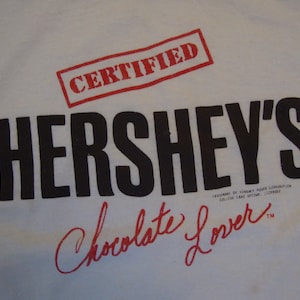 Vintage 80&#39;s Hershey&#39;s Chocolate Lover Hershey&#39;s Chocolates Company White T Shirt Size M