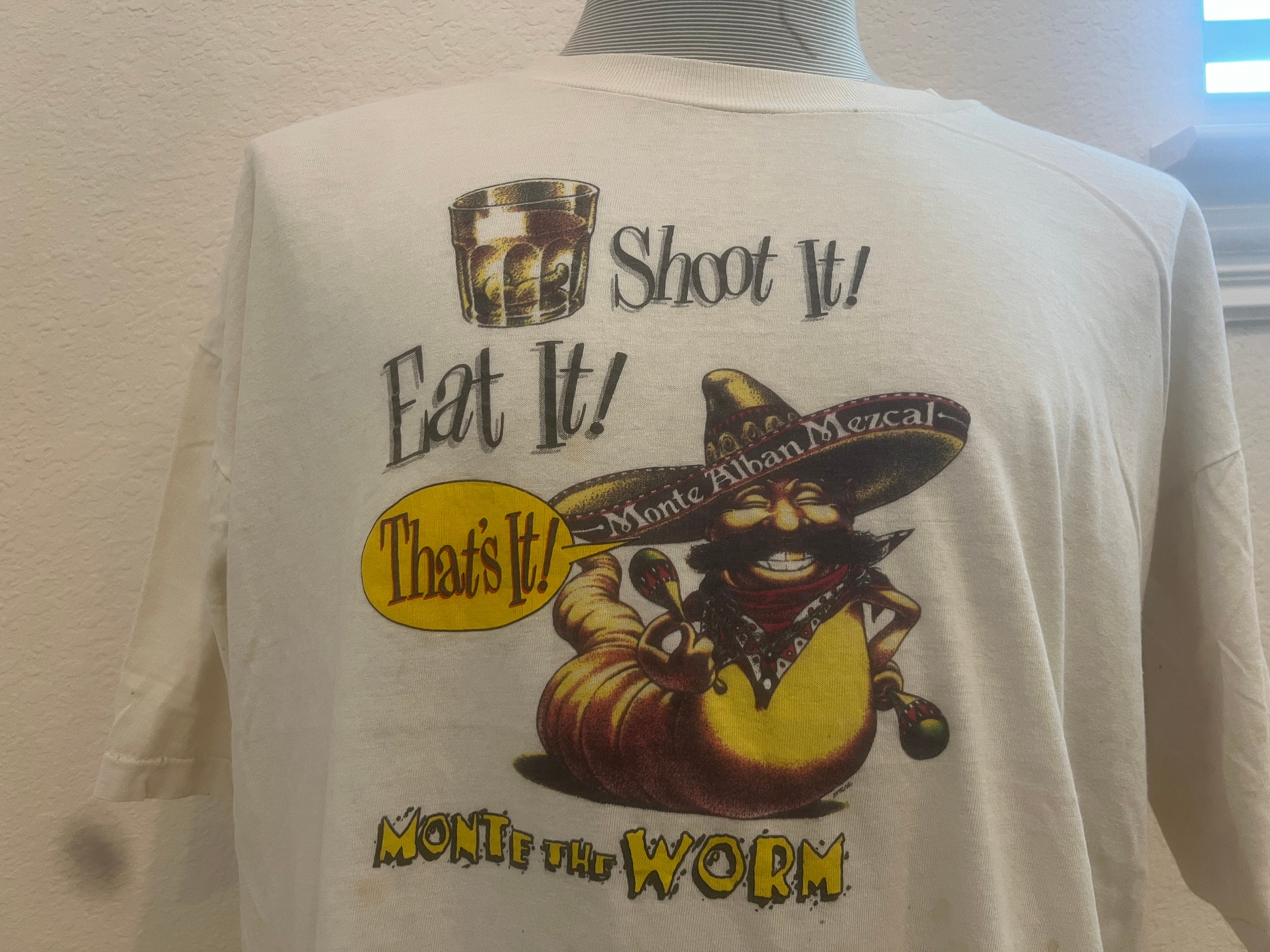 Vintage 90\u0027s Monte Alban Mezcal the Worn Tequila White T Shirt