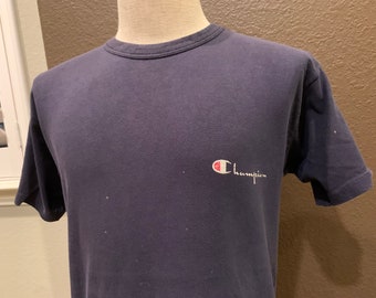 Vintage 90's Champion Navy T Shirt Size L - Etsy