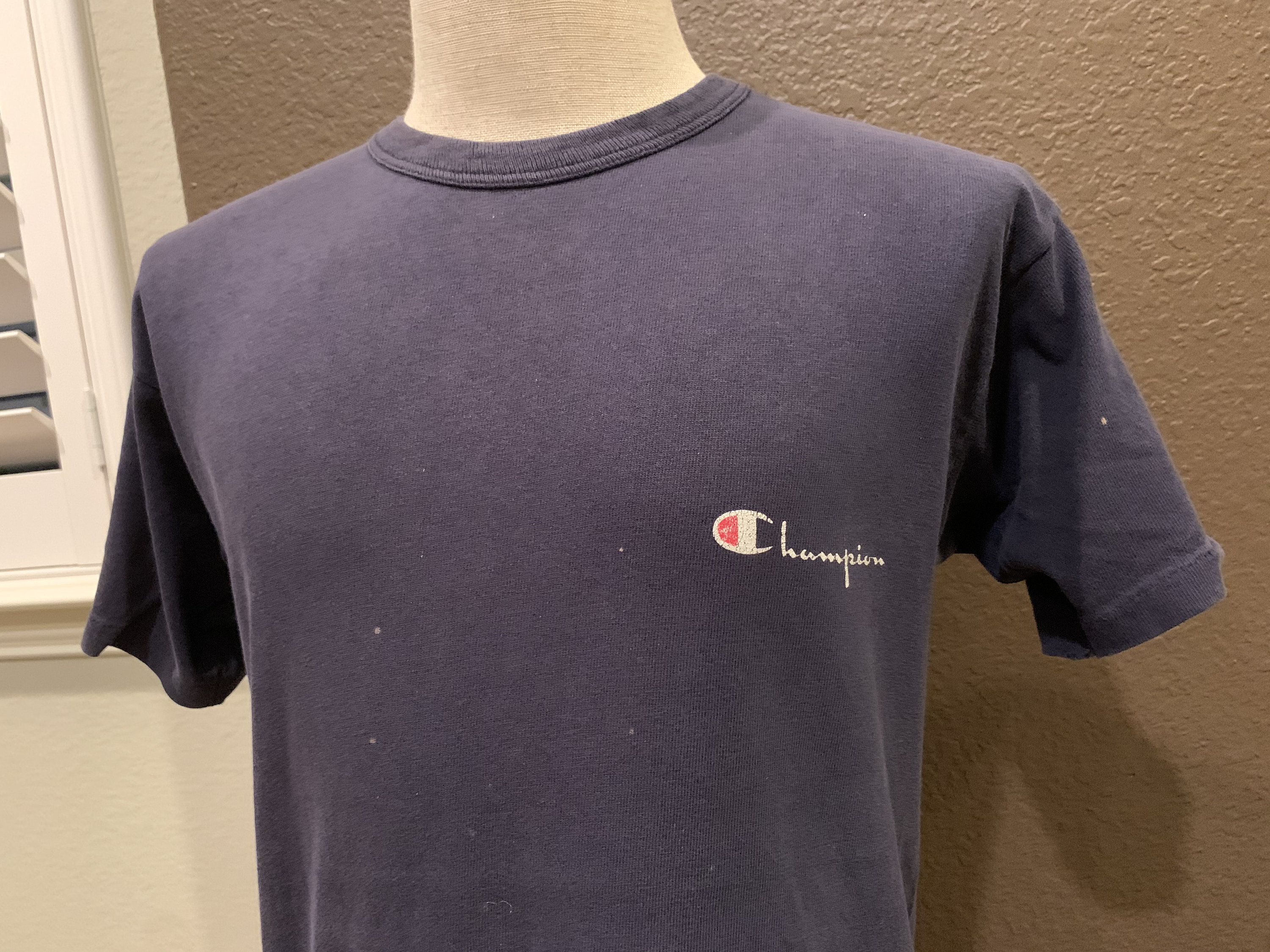 Vintage 90's Champion Navy T Shirt Size L - Etsy