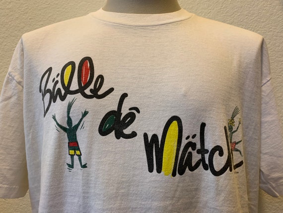 Vintage 90s Balle De Match Tennis Match Point White T Shirt Size XL 