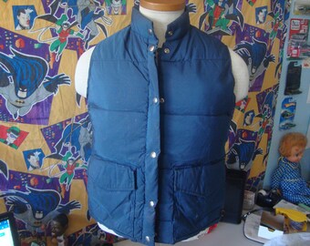 Vintage Woolrich Down Puffer Navy Blue Vest Size S